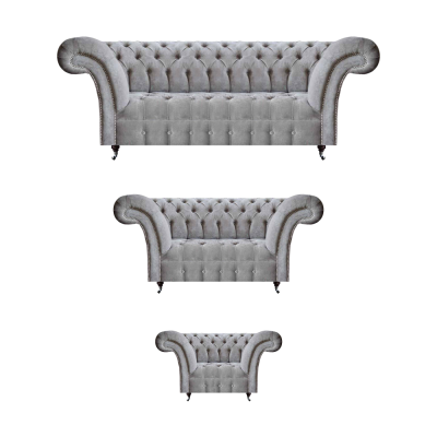Set 3-Deel Luxus Dräisëtzer mat Zwéisëtzer Sofaen Textil Fauteuil Nei Chesterfield