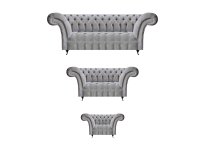 Set 3-Deel Luxus Dräisëtzer mat Zwéisëtzer Sofaen Textil Fauteuil Nei Chesterfield