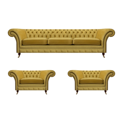 Gelb Sofagarnitur Wohnzimmer Komplett 3tlg Sofas Textil Sessel Neu Chesterfield