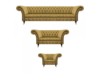 Komplettverkleedung fir d'Wunnzëmmer 3-Stéck Chesterfield Sofaen Textil Sofa Still