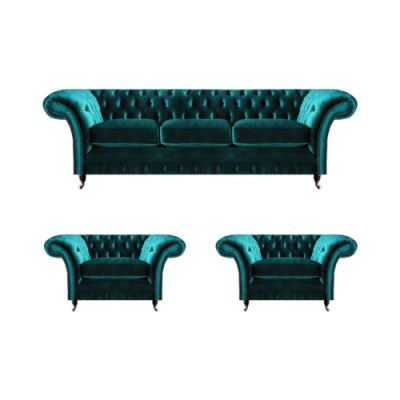 Design Chesterfield Canapé Set Dräisëtzer Canapé Sofa Set 2x Still Polster.