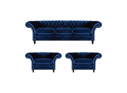 Blo Luxus Sofa Set komplett 3tlg Astellung Stoff Stoff Chesterfield