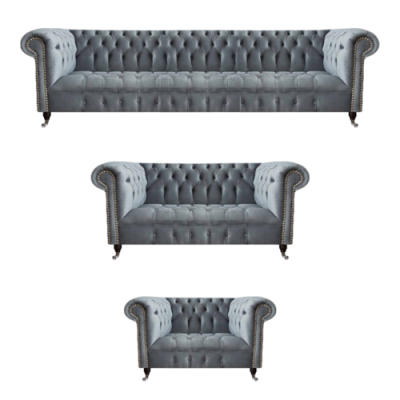 Wunnzëmmer Chesterfield Miwwelen Sofagarnitur 3 Stéck Nei Luxus Ariichtung