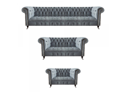 Wunnzëmmer Chesterfield Miwwelen Sofagarnitur 3 Stéck Nei Luxus Ariichtung