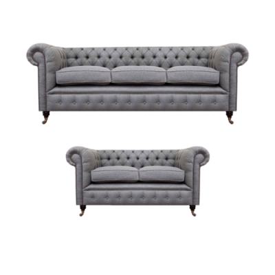 Chesterfield Design Luxus Gepolstert Sofa Couch Sëtz Garnitur Textilstëff Sofagarnitur