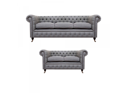 Chesterfield Design Luxus Gepolstert Sofa Couch Sëtz Garnitur Textilstëff Sofagarnitur