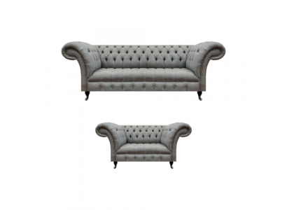 Chesterfield Gro Komplett Wunnzëmmer Drësëtzer Sofa Luxus Fautteuil Nei
