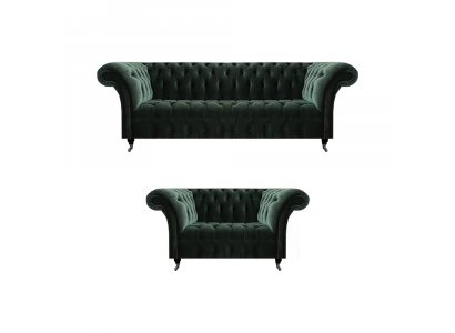 Luxus Canapéen Dräisëtzer mat Zwëschenzëtzer Polstermöbel Sofagarnitur Chesterfield