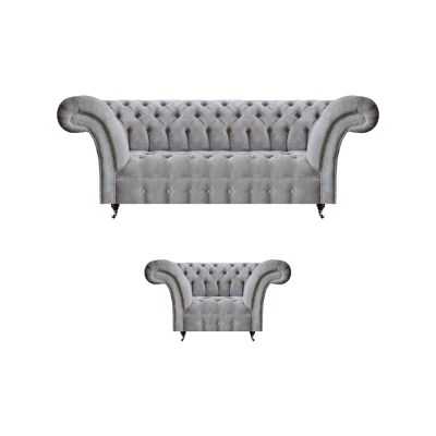 Chesterfield Sofa Komplett Luxus Fotel Polstermöbel Dräi-Seetzer Canapé