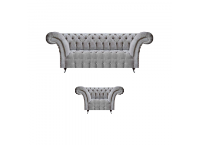 Chesterfield Sofa Komplett Luxus Fotel Polstermöbel Dräi-Seetzer Canapé