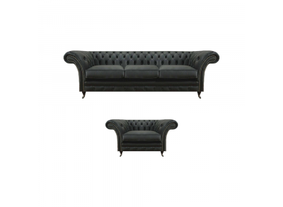Dresitzersofa Modern Sëtz Wunnzëmmer Chesterfield Gepolstert Miwwelstück
