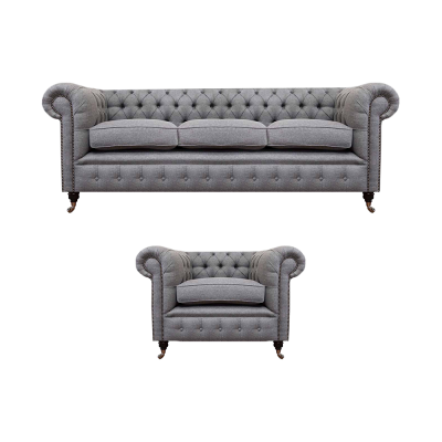 Sofagarnitur Couch Polster Chesterfield Design Sofa Dräisëtzer Set Fautteuil