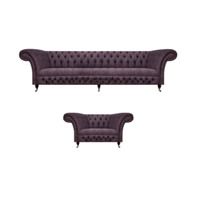 Garnitur Set 2teilig Design Drësëtzergarnitur Luxus Sesselleed Chesterfield Wunnzëmmer