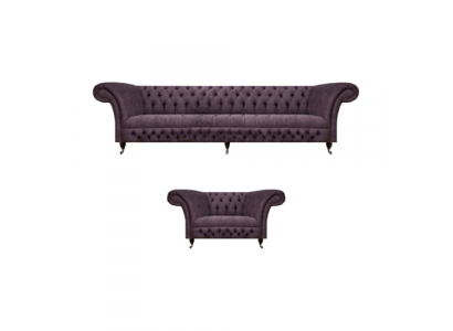 Garnitur Set 2teilig Design Drësëtzergarnitur Luxus Sesselleed Chesterfield Wunnzëmmer