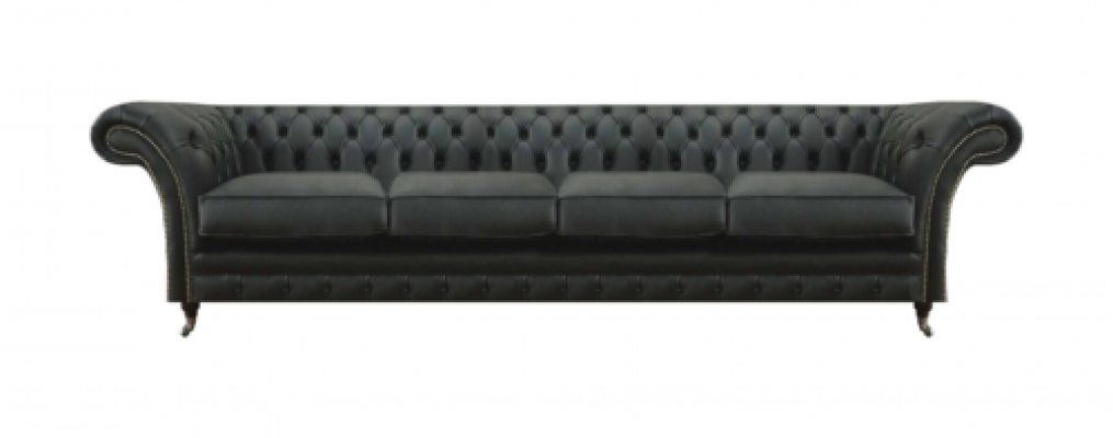 Wunnzëmmer Chesterfield Schwaarzt Sofa Véierseetzer Modern Ariichtung Nei