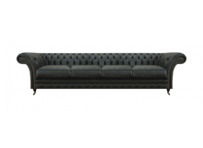 Wunnzëmmer Chesterfield Schwaarzt Sofa Véierseetzer Modern Ariichtung Nei