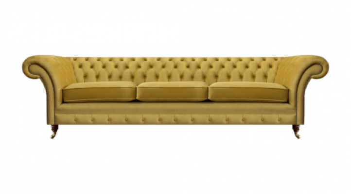 Chesterfield Neie Luxus Canapé Dräisëtzer Polstermöbel Modern Giel Textil
