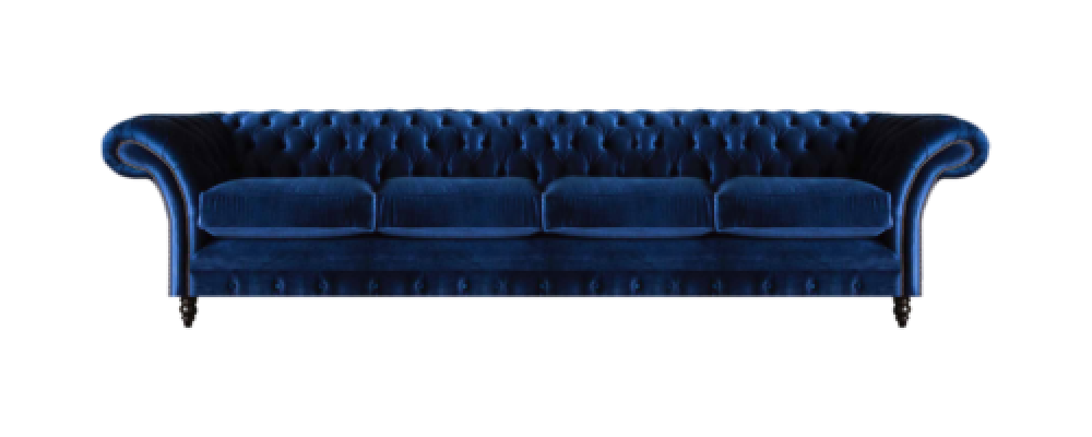 Luxus Design Chesterfield Véier-Plaz Sofa Blo Couch Ariichtung Wunnzëmmer