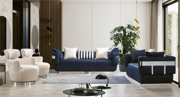 Dräisëtzer Canapé Stoff Sofa Couchen Miwwelen Textil 230cm Stoffcanapé Sofas