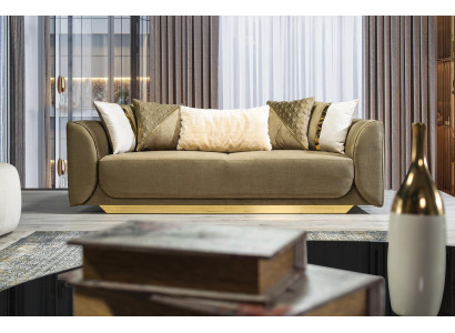 Designer Canapé 3-Sëtzer gréng Stoffcanapé Canapépolster Canapéë Textilien Canapé