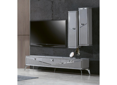 RTV-Säitenschaf, TV-Ständer, Fernseher-Wand, Wunnwand, Lowboard, Gro, Héichglanz