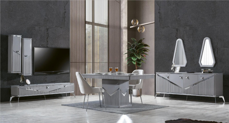 RTV-Säitenschaf, TV-Ständer, Fernseher-Wand, Wunnwand, Lowboard, Gro, Héichglanz