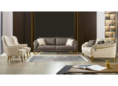 Canapé-Set Sofa Set 3+3+1+1 Sëtz Polster Set Miwwelen Sëtzkëssen 4-Deeler-Set