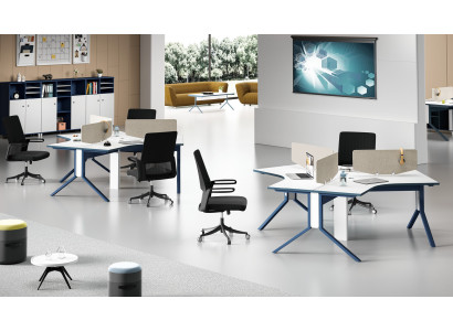 Dëscher Büro Miwwelen Ariichtung Dëscher Callcenter Holz 3 Aarbechtsplazen