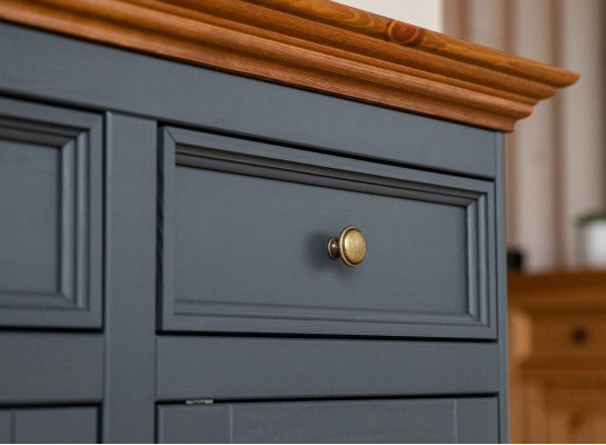 Wunnwand Holz Kommode + RTV Säitendësch Italienesch Landhaus Miwwelen 3-Teile Set Nei