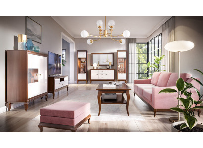 Wunnzëmmer Set Vitrinn Kommode Spigel Wunnwand Kommoden Design