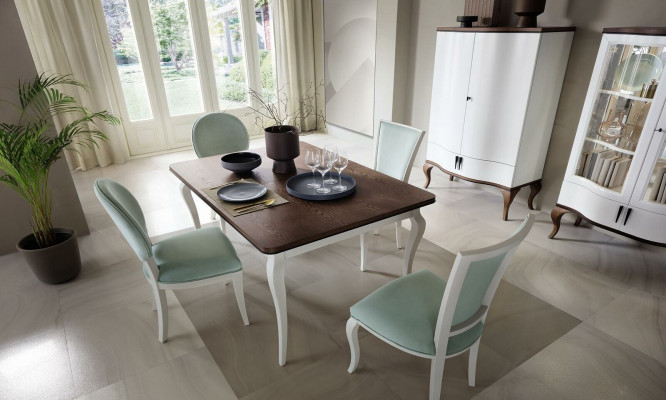 Iesszëmmer Set Iessdësch 4 x Stull Set Set Gestalt Iessgrupp Dësch Klassesch