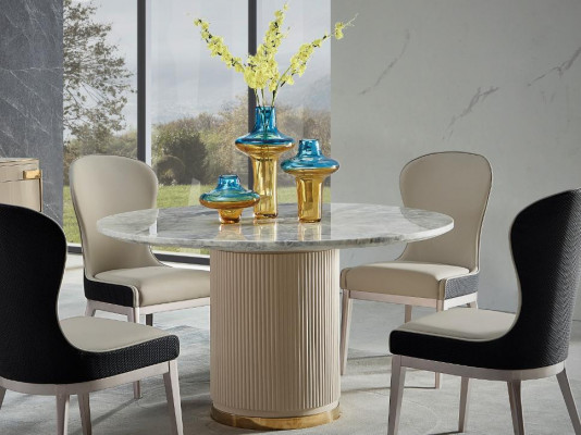 Ronnen Iessdësch Ronn Dësch Wunnzëmmer Kichen 135cm Luxus Marmor Ronnen Dëscher Nei