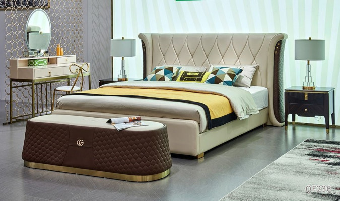 Bett Nachttisch Kommode 4 Stéck Schlofzëmmer Set Design Modern Luxus Better Nei