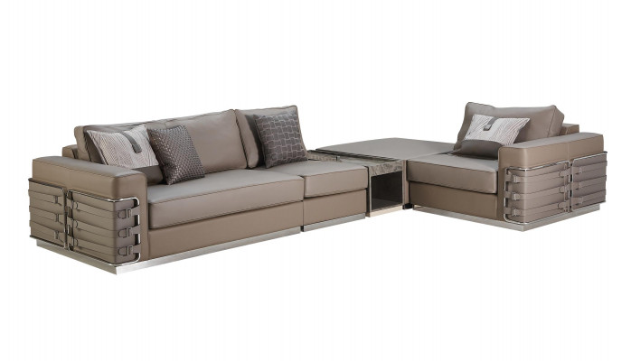 Ecksofa Braun Wunnlandschaft Canapé Eckgarnitur Lieder Nei Kreativ Miwwelen Design