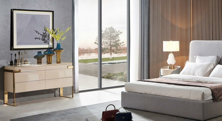 Kommoden Designer Héichglanz Kommode Anrichte Side Low Board Schaf Schlofzëmmer