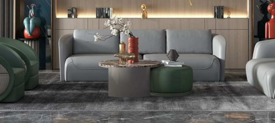 Canapé Dësch Kaffi Niewe Dësign Luxus Ronn Dëscher Sofa 2x Set Garnitur Steen