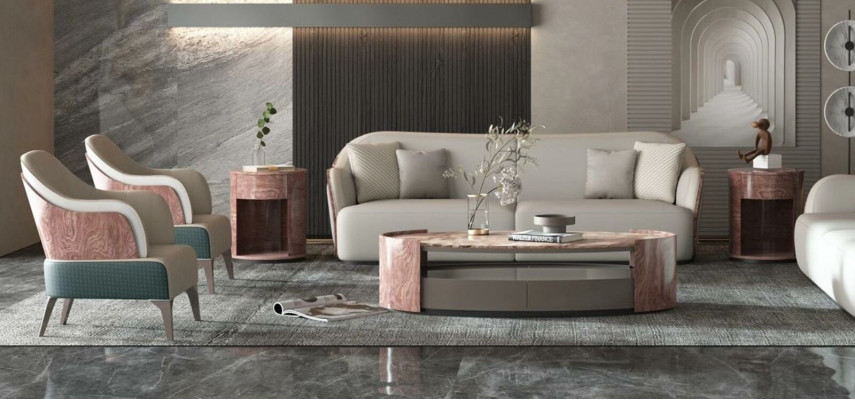 Wunnzëmmer Coffreestull Niewestull Design Coffreestiller Sofa Dësch Luxus.