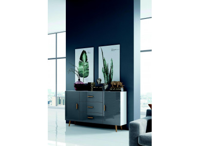 Kommoden Wunnzëmmerschaf 140cm XL Niddreg Briet Moderne Holz Kommode Säiteboards