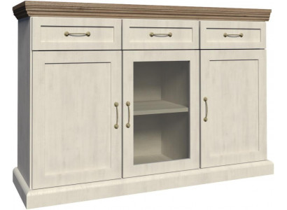 Kommode mat Schiefla Schiefsdiere Kommodem Sideboard Glas Schaf Metallgrëffer