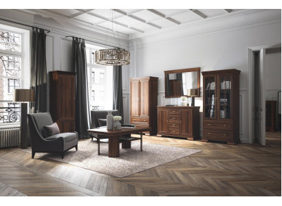 Garnitur Vitrine Kommode 4tlg. Holz Miwwelen Regal Wunnzëmmer Wunnwand Set Grupp