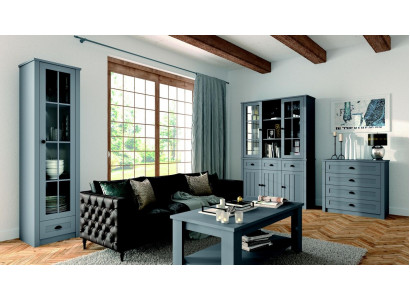 Wunnzëmmer Set Vitrin Komod Wollween Komoden Sideboard Schaf Dësch 4-Deelersetzung