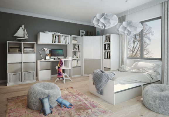 Modern Ofleebléck fir Wunnzëmmer Regal Holz Bicher Wandregal Nei Siena Mati