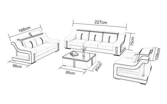 Canapé-Set Couch Polster Sofa Set 3+2 Lieder Couchen Sofaen Komplett