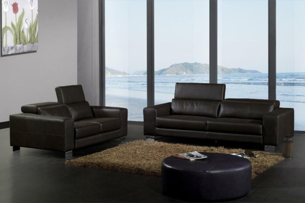 Ledercouch Couch Wunnlandschaft 3+2 Sëtz Garnitur Deko Design Modern Sofa