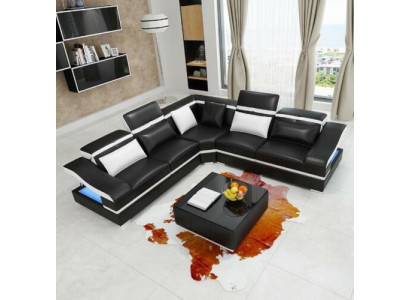 Luxus Design Eck-Ecksofa L-Form Modern Sofas Ledersofa Couch Wunnlandschaft Sofa Sëtz