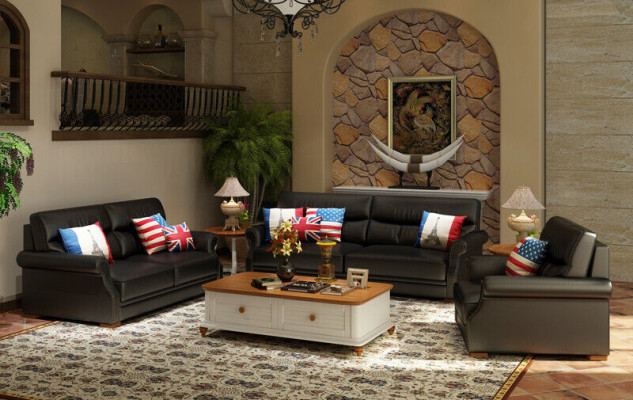 Ledercouch Couch Wunnoase 3+2 Sëtz Garnitur Modern Sofa Garnituren