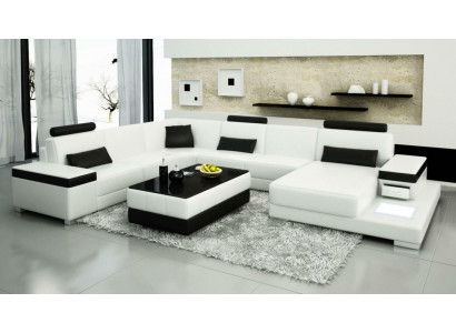 Liederdivan Designer Divan U Form Wunnlandschaft Canapé Polster Dekor Eckdivan