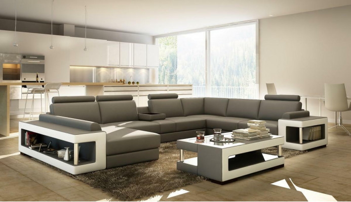 Wunnlandschaft Luxus Trend Kollektioun Canapé Lieder-Sofa Sofa U Form Sëtz