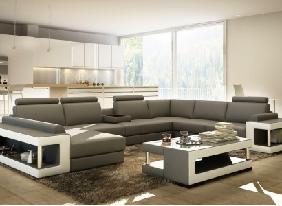 Wunnlandschaft Luxus Trend Kollektioun Canapé Lieder-Sofa Sofa U Form Sëtz
