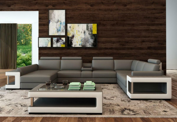 Wunnlandschaft Luxus Trend Kollektioun Canapé Lieder-Sofa Sofa U Form Sëtz